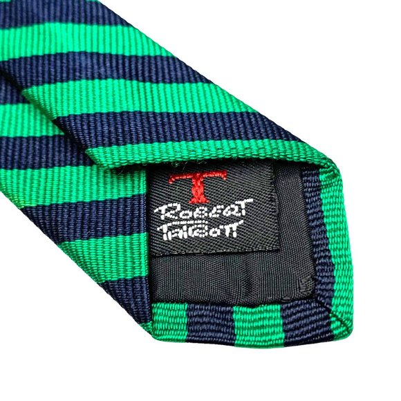 Robert Talbott for Nordstrom‎ Handsewn 100% Silk Green Navy Stripe Necktie - Picture 2 of 9